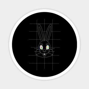 GRID DRAWING of a easter bunny white Magnet